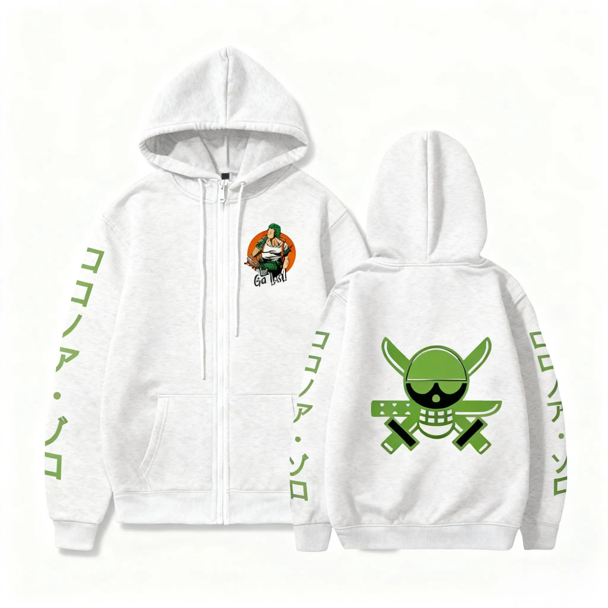 Anime One Piece Zoro Hoodie Men Women Streetwear Zip Up Hooded Sweatshirt Casual Pullover Cotton Graphic Jacket 2026 Winter New