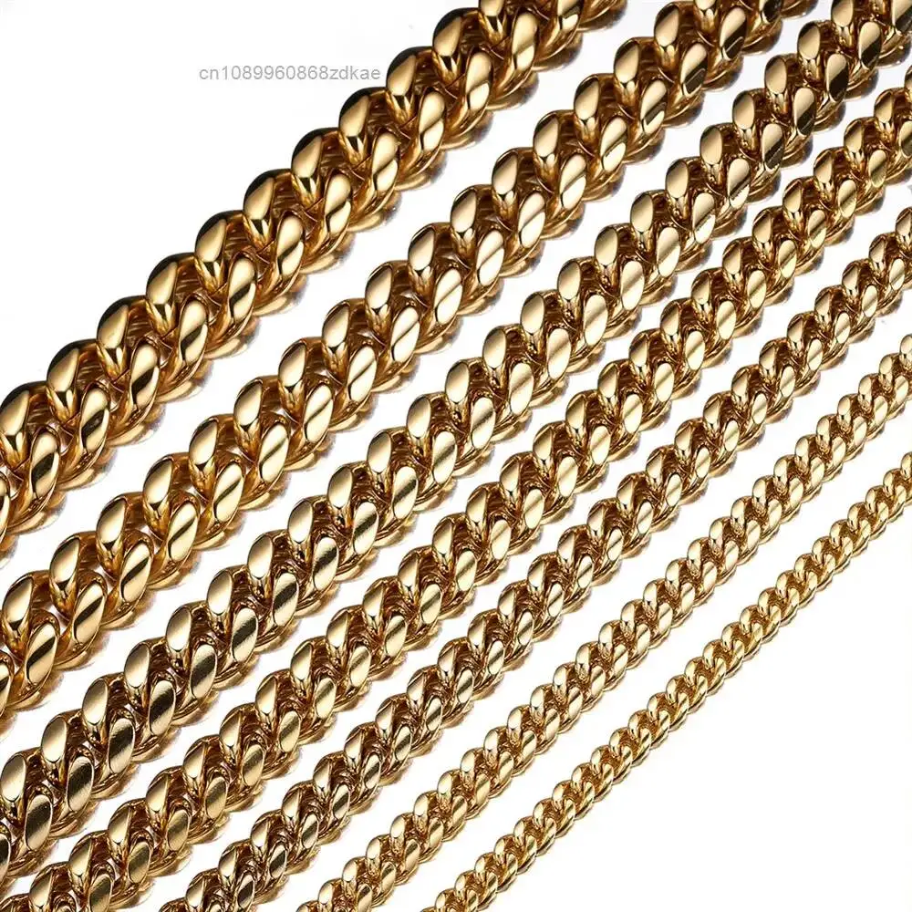 Pulsera de Cadena Cubana de 6-22mm, Chapada en Oro de 18K con Moissanita, Estilo Miami para Hombre, Precio Promocional al por Mayor