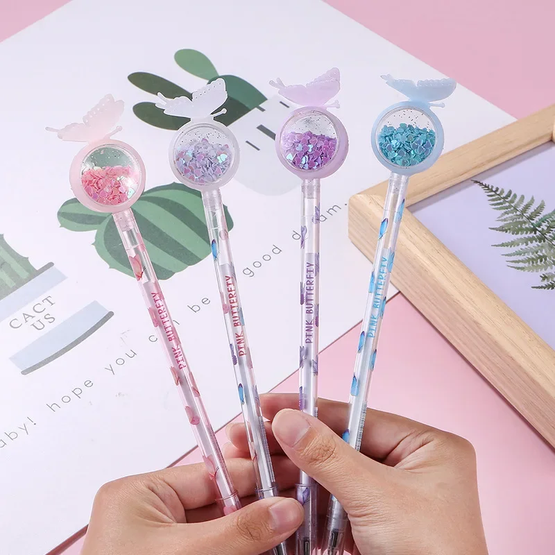나비 장식 조각 펜 재미 있은 젤 펜 Kawaii 아이 어린이 문구 학교 사무실 결혼 선물