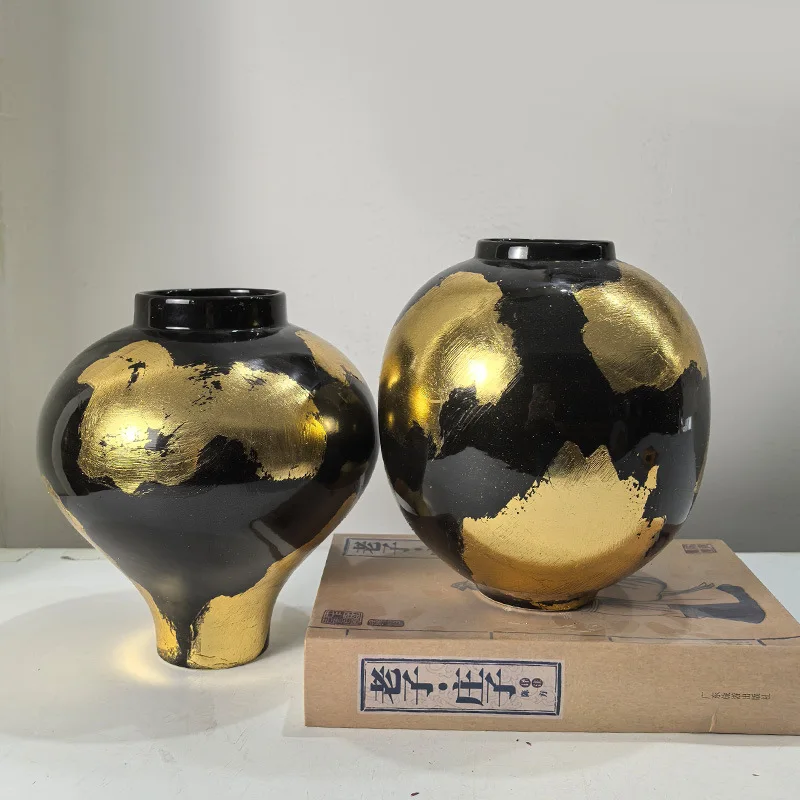 

Ceramic Vase Irregular Gold Foil Patterns Flower Vase Ceramic Handicrafts Flowerpot Terrarium Home Decoration Accessories