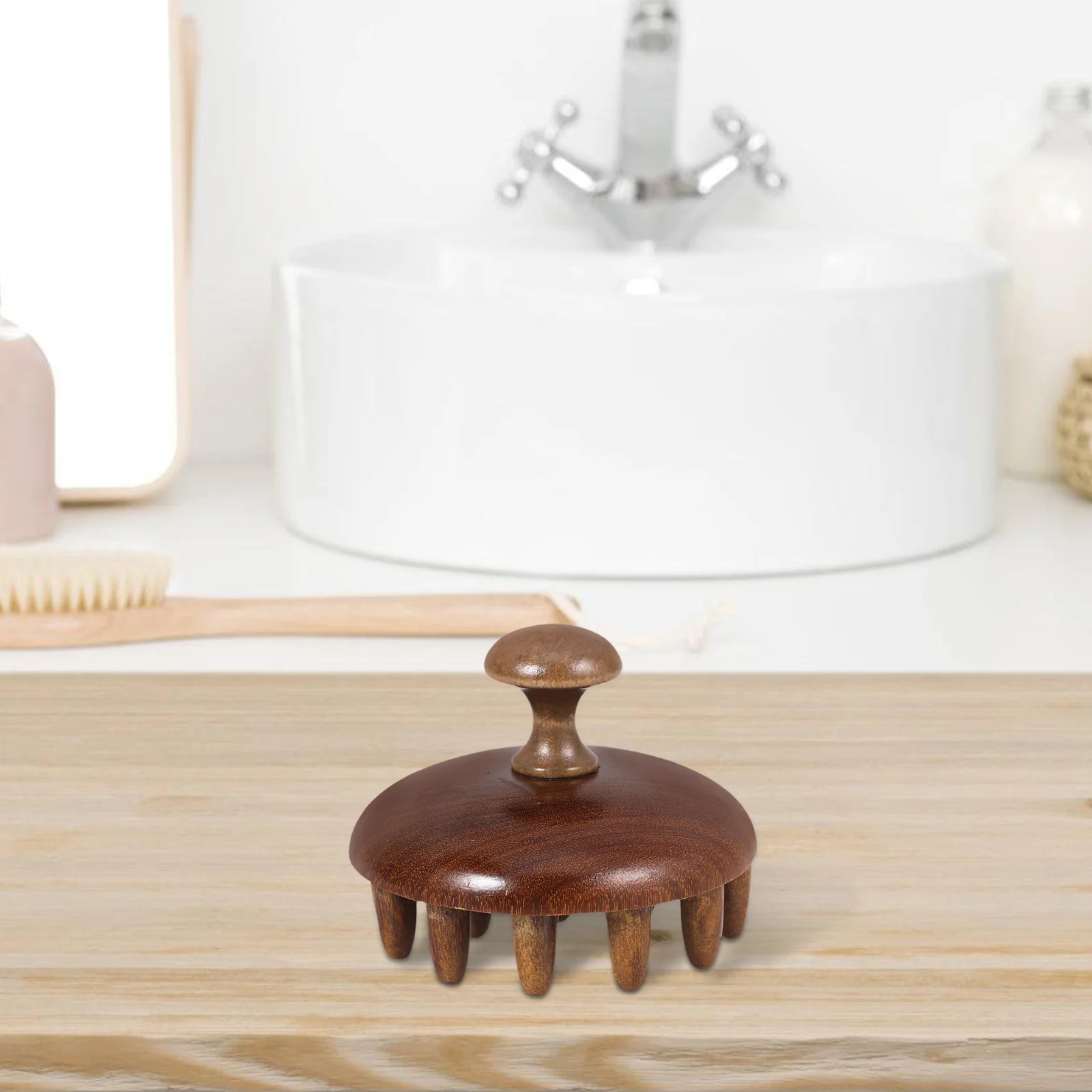 Shampoo Scalp Massage Comb Wooden Massager Brush Tool Brown Multifunctional Man