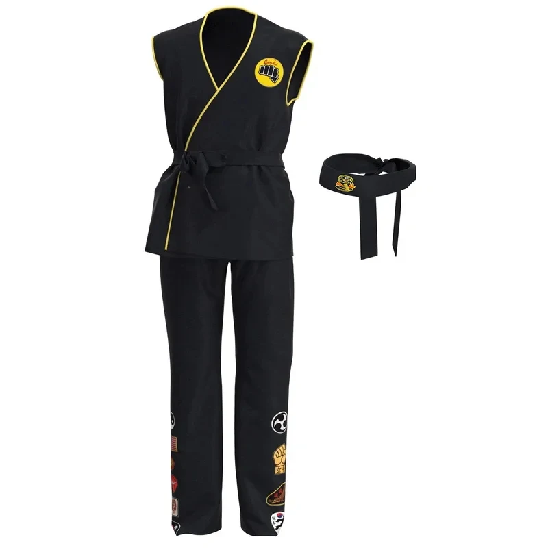 2026 Karate kid Cobra Kai Unim Cosplay Costume Tory Nichols Robby Keene Suit Top Headband Pants Halloween Party Adult BG4K1