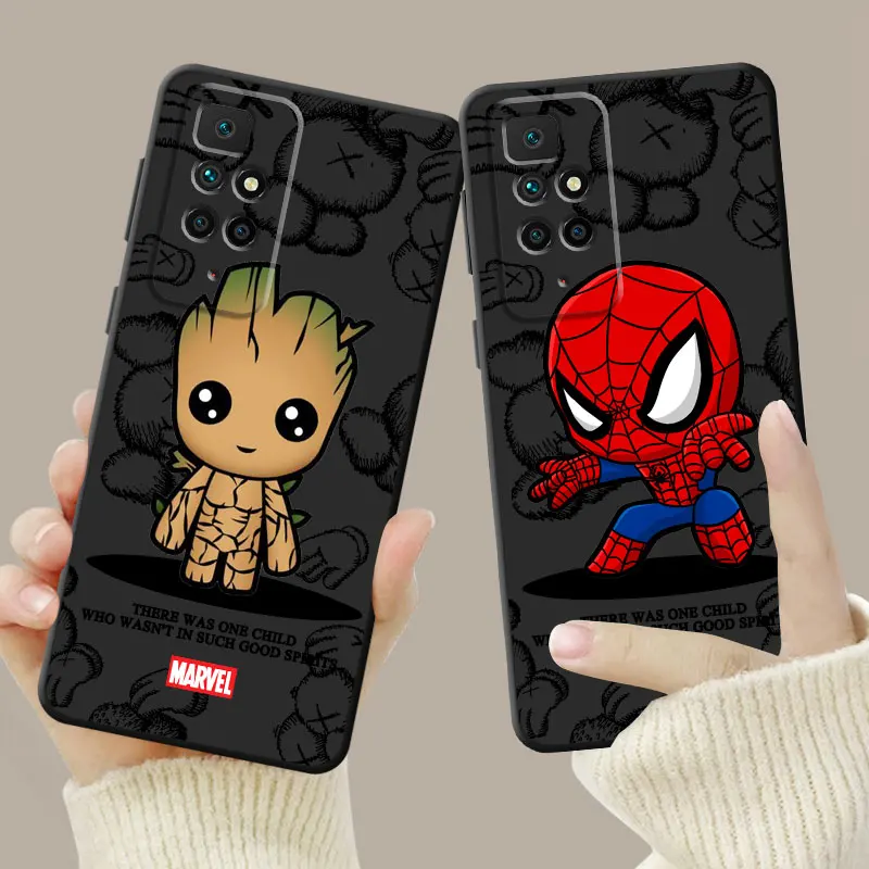Bear Marvel Ironman Phone Case for  Xiaomi Redmi Note 13 12 Pro 9S 11S 9 11S 10S 11 Pro 10 Lite 8T 8 7 Note10 Bumper Black Bag image 3