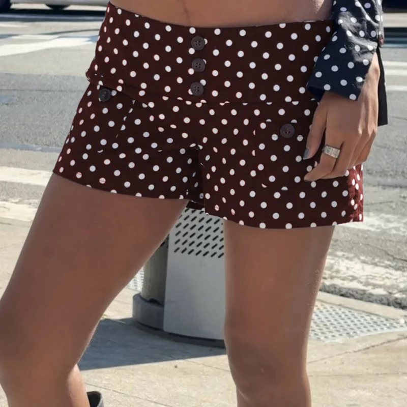 النساء Y2k البولكا نقطة السراويل المطبوعة لطيف منخفضة الارتفاع سراويل بوكسر لطيف صالة السراويل قيعان مريح النوم السراويل الشارع الشهير #6