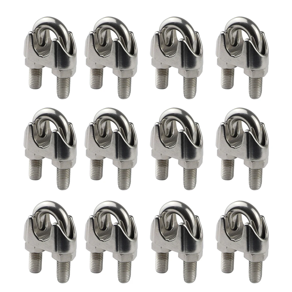 

12x Clamp Wire - Multiple Finishes Compatible With Various Doors Type Clamp Wire U Type Clamp Clip Cable Wire Rope