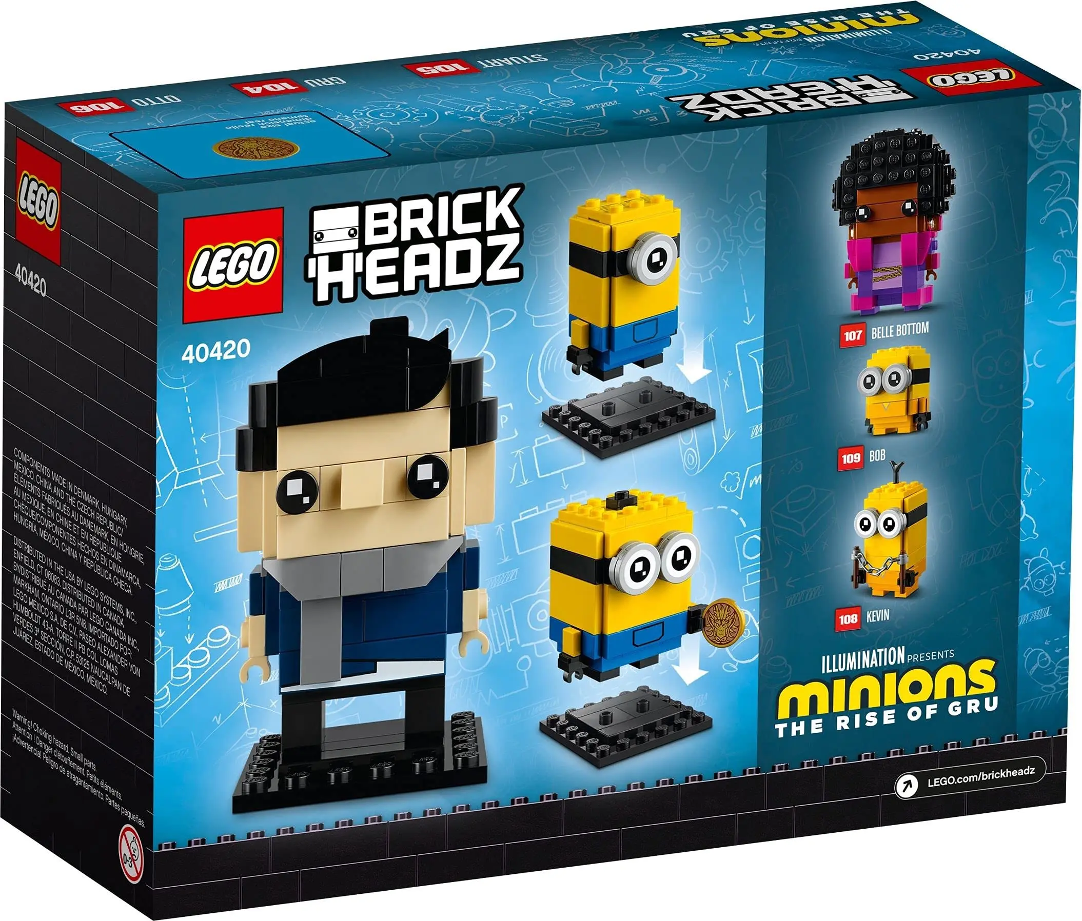 LEGO BrickHeadz Minions 40420 The Rise of Gru, Stuart and Otto Building Blocks Toys for Kids Birthday Christmas New Year Gift