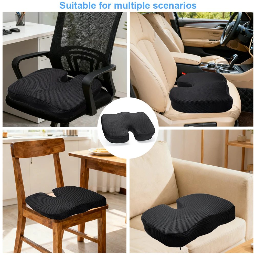 وسادة مقعد من إسفنج الذاكرة، وسادة كرسي المكتب، عرق النسا عظم الذنب لتخفيف آلام أسفل الظهر وسادة مؤخرة لتقويم العظام للجلوس الطويل