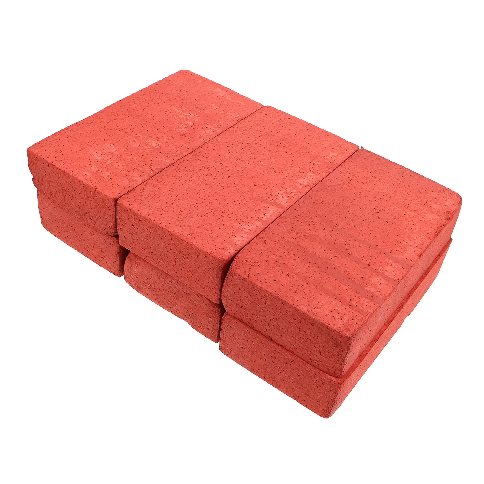 

6pcs Foam Bricks Red Miniature Simulation Blocks For Stage Performance Movie Props Lightweight Fake Construction Bricks Comedy
