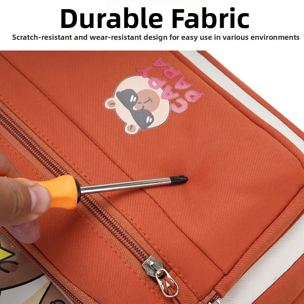 Zaino multifunzionale Capybara Cartoon Borsa da scuola carina di grande capacità Stile casual con ciondolo Borsa a tracolla casual da scuola