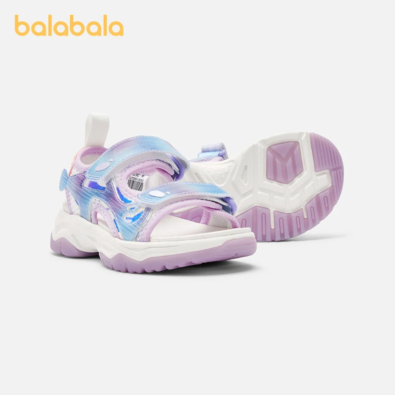 Balabala Kids Shoes Girls Sports Sandals Soft Sole Breathable 2024 Summer New Shoes Trendy Casual Shoes Medium Large Children