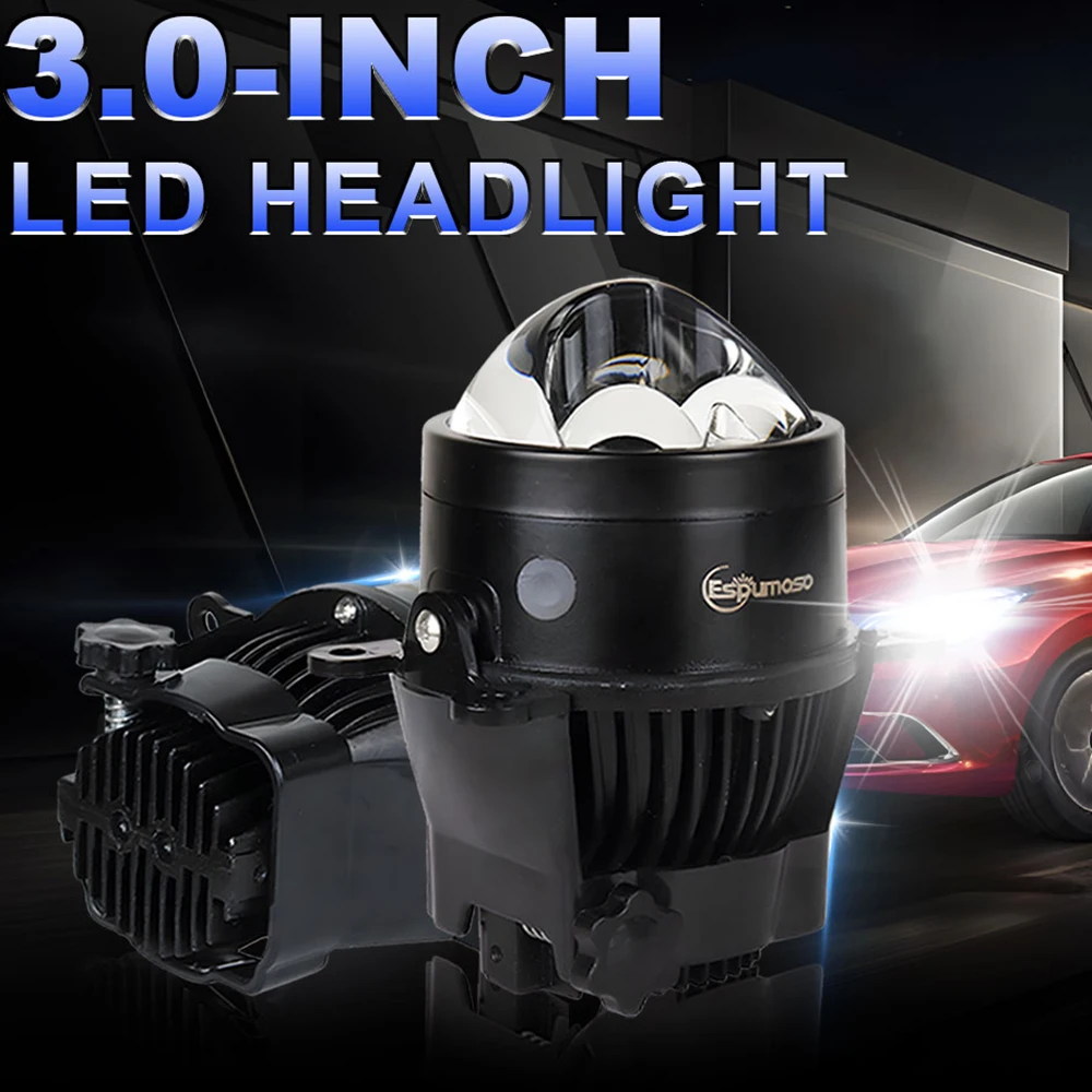 

3Inch Bi-led Fog Lights H1 Hb3 H8 9005 Led Projector Laser Lens Fog Lamp Bi Lens H11 Laser Led Headlight Bulb Car Universal