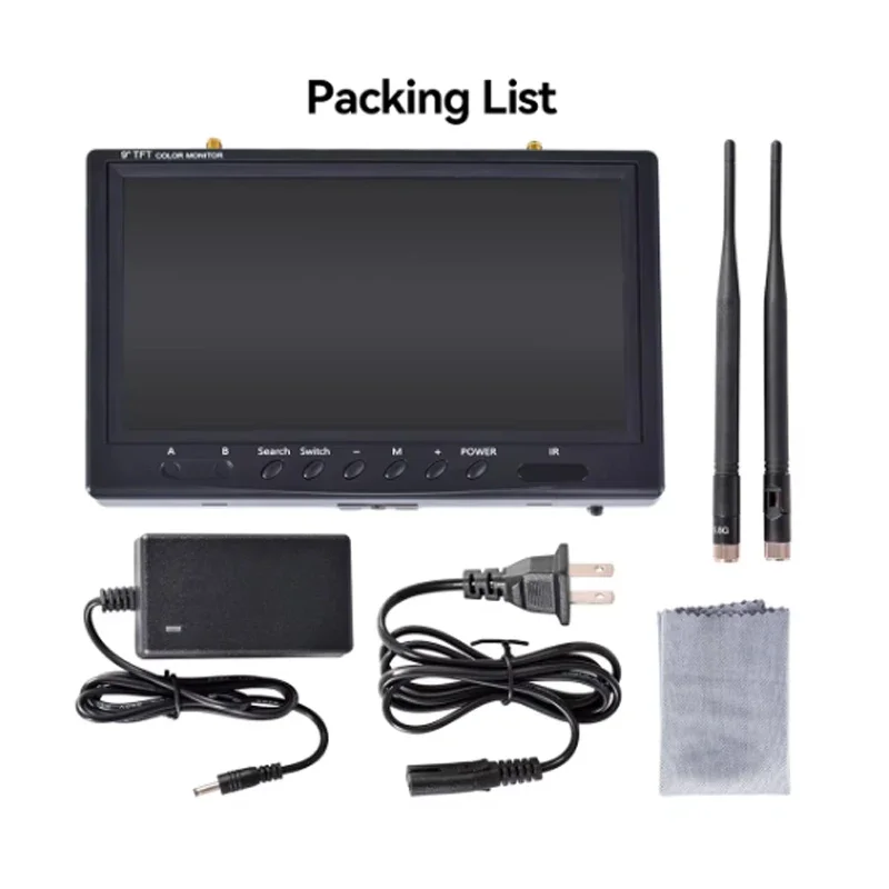 5.8G 9 inch FPV Monitor LCD HD Screen 800x480 16:9 NTSC/PAL Auto Search for FPV Drone RC Quadcopter