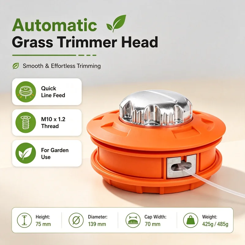 Brush cutter Universal Aluminum Bump Feed Line Trimmer Head Replacement Durable Strimmer Lawn Grass Brush Cutter Tool Accessory