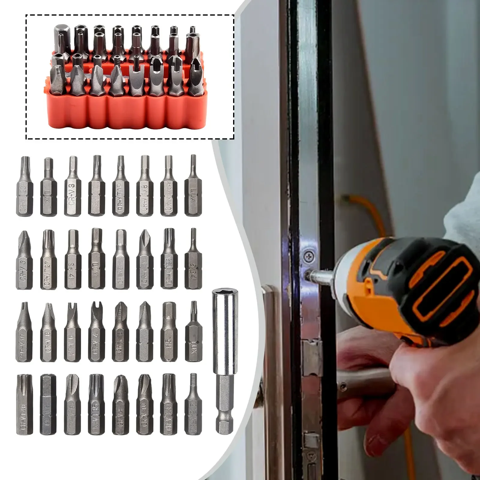 33pc Magnetic Extension Bit Holder Screwdriver Bits Set Quick Release Bit Holder Electric Hexagon Screw Set Hand Tools New