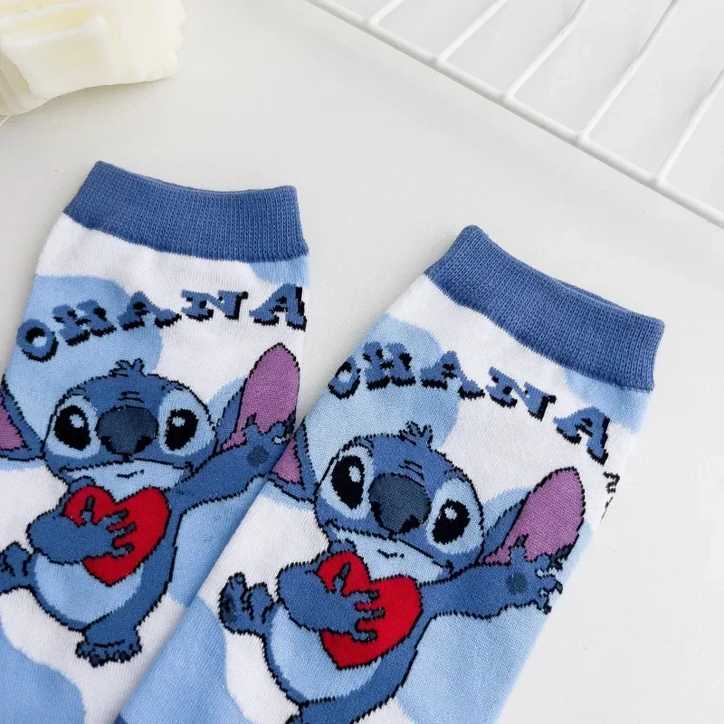 5pairs Stitch Adult Short Sock Cartoon Women Socks Free Size Low Tube Soft Breathable Female Cute Cotton Stockings Birthday Gift