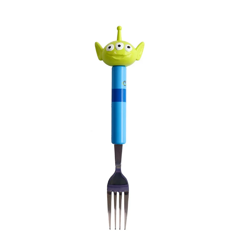 Disney Stitch cucchiaio forchetta in acciaio inossidabile Cute Anime Figure Lotso Buzz Lightyear posate per bambini regali per il campeggio Picnic