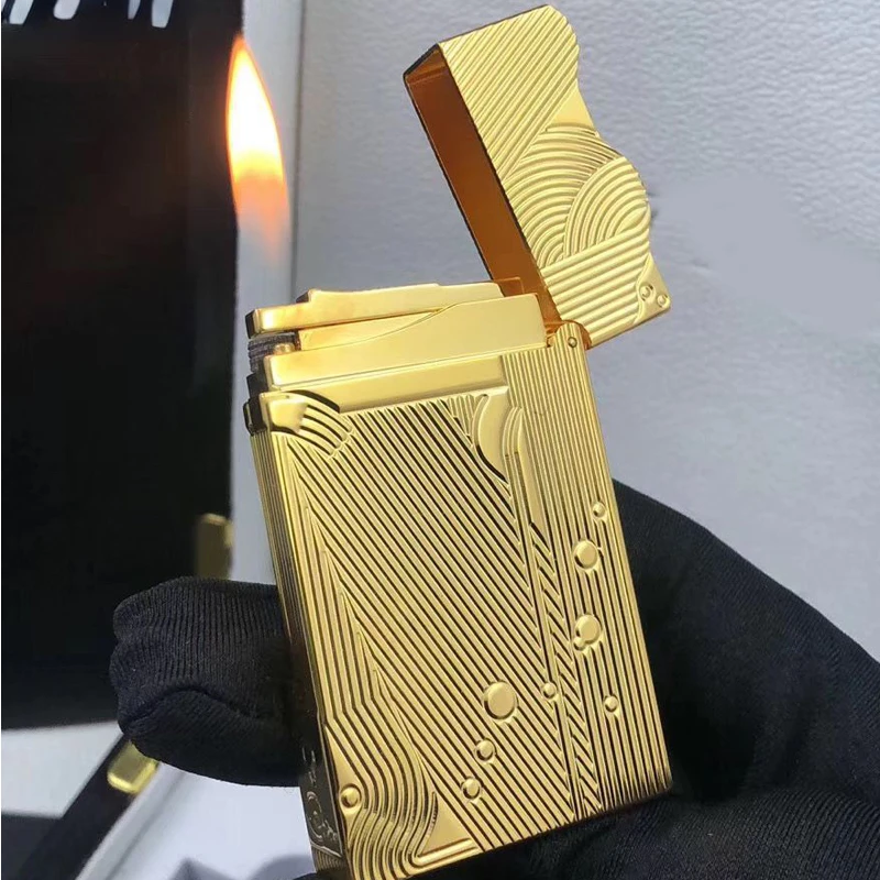 Gold Sleep Mermaid Pattern Vintage Lighter Cigarette Smoking Pure Copper Gas Lighters Classic Sound Metal Lighters Gift