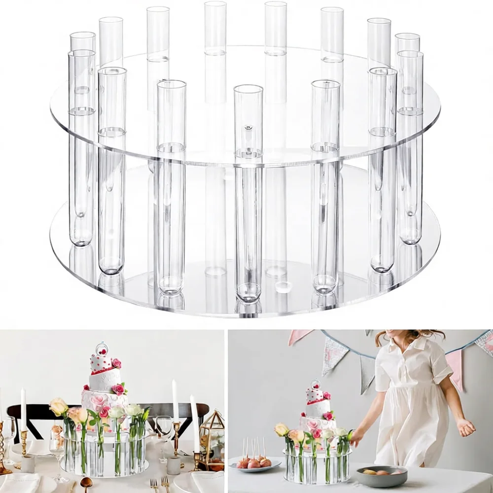 Modern Acrylic Display Holder For Flowers Cake Stand Detachable Test Tube Rack Wedding Event Desktop Decor