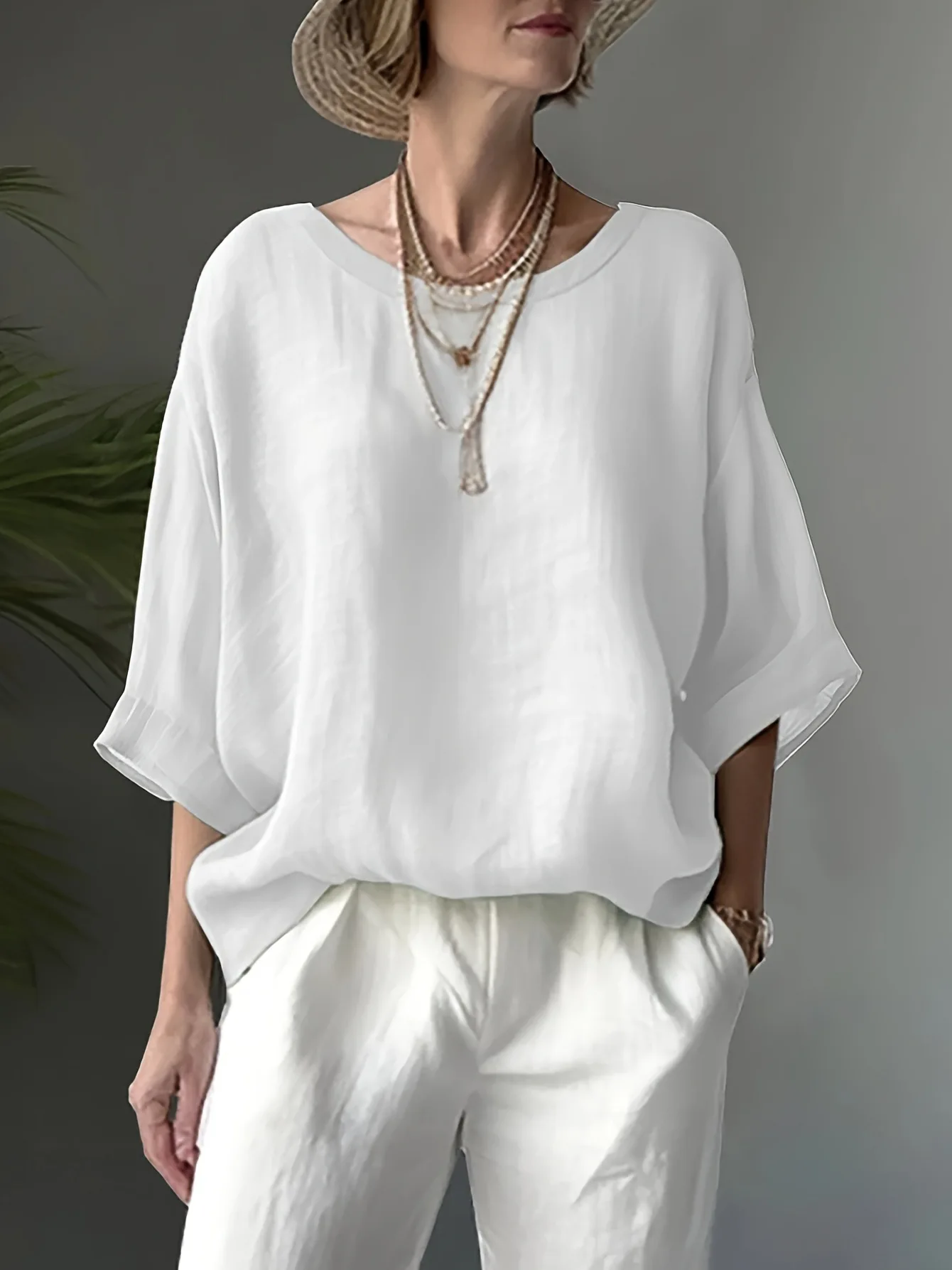 

New Cotton Blouse Shirts Summer O-Neck Short Sleeve Loose Casual Linen Blouse Tops Summer Clothes For Women Streetwear Blusa2025