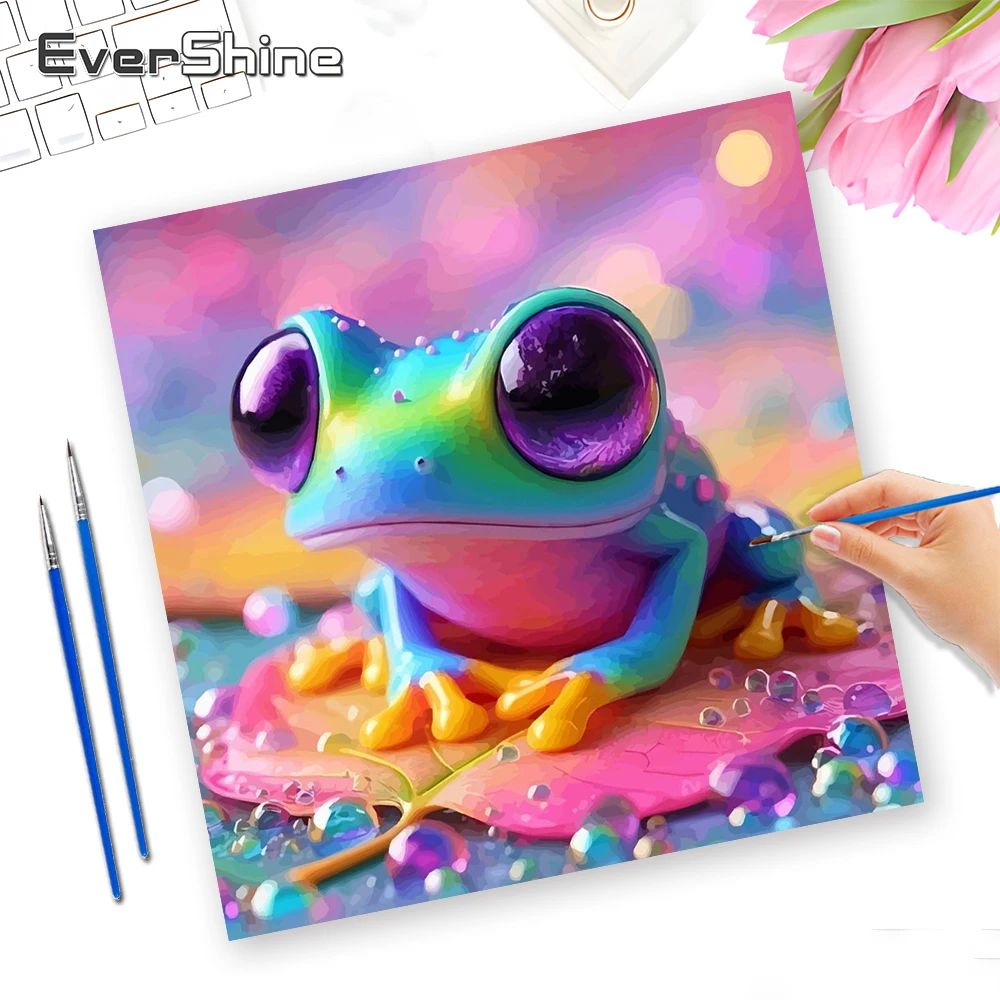 Evershine Bilder nach Zahlen, Tierzeichnung auf Leinwand, handgemaltes Gemälde, Kunst, Frosch, Neuheiten, einzigartige Dekoration