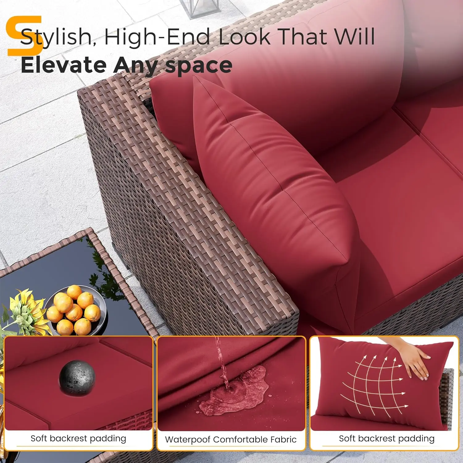 8pc All-Weather Wicker Section - đánh giá và giá Outdoor Furniture Fire Pit