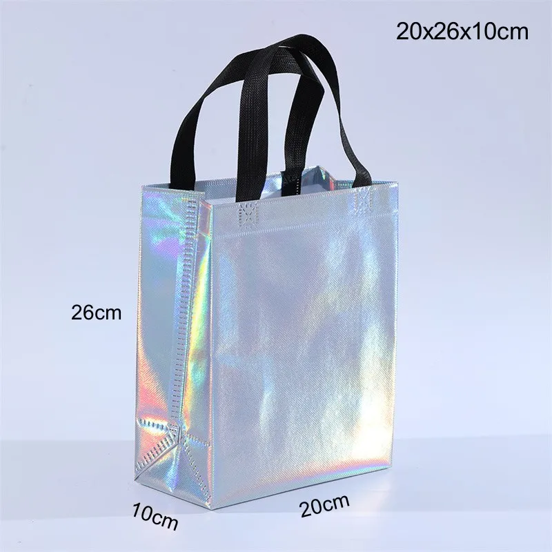 StoBag 50pcs Wholesale Laser Non-woven Tote Bags Gift Packaging Shopping Portable Fabric Reusable Pouch Custom Logo(Extra Fee)