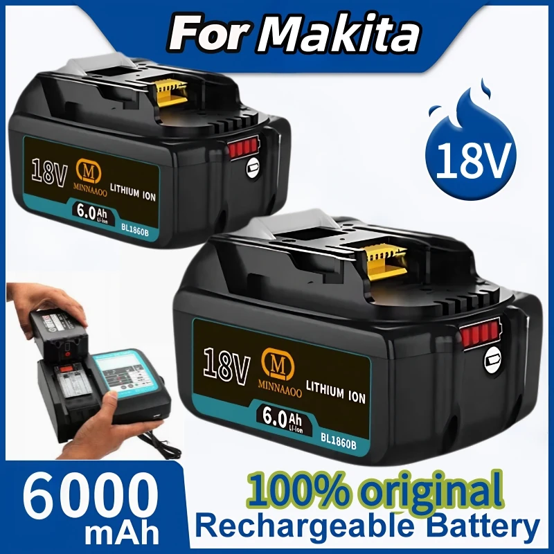 

100% Original For Makita 18V Battery 5Ah/6Ah Rechargeable Lithium Compatible with DDF487 DGA404 DTW285 Power Tools & Grinders