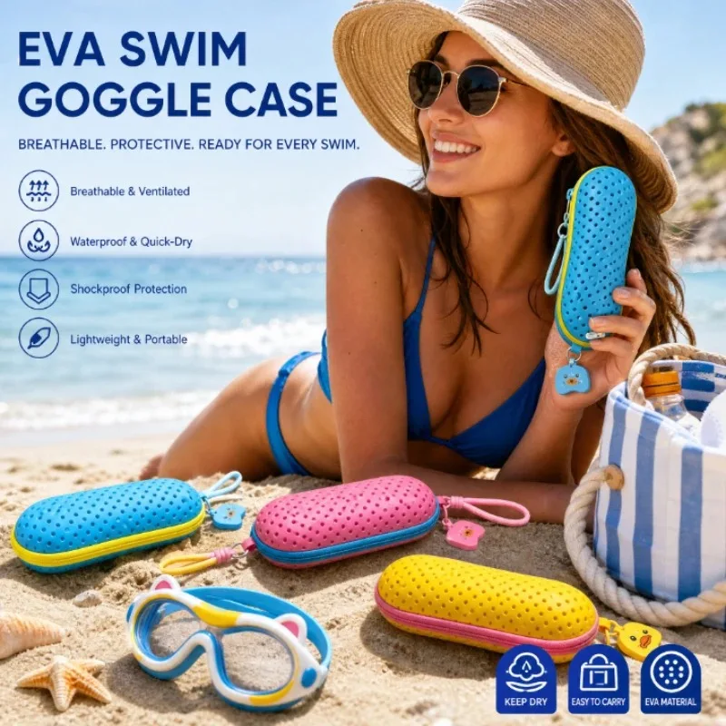 Breathable Anti Fog Swim Goggles Storage Box Multicolor EVA Hollow Eyeglasses Holder Waterproof Quick Dry Case with Drain Hole
