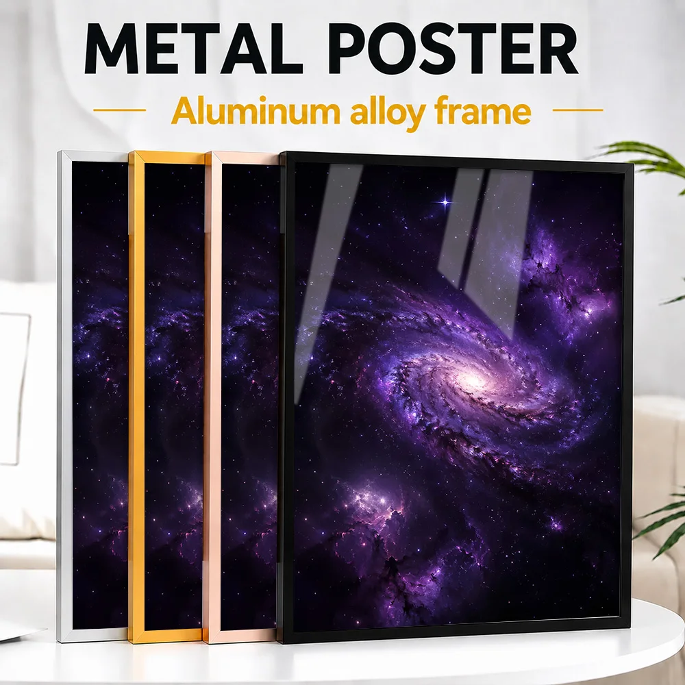 Purple Spiral Galaxy Metal Poster With Aluminum Alloy Frame Personalized Photo Cosmic Exploration Style Wall Art For Game Room