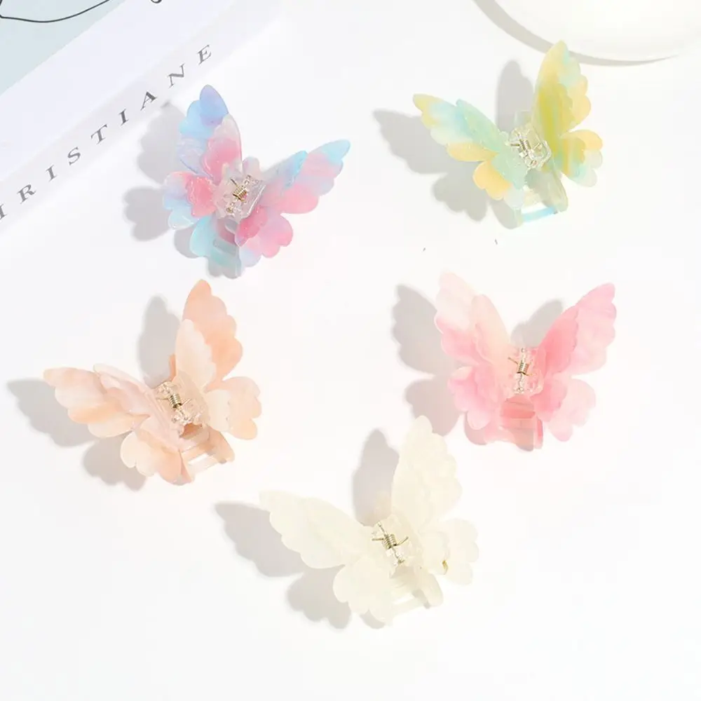 

Acetic Acid Acetate Butterfly Hair Claw Korean Style Grab Clip Gradient Hair Clip Colorful Headdress Large Shark Clip Daily