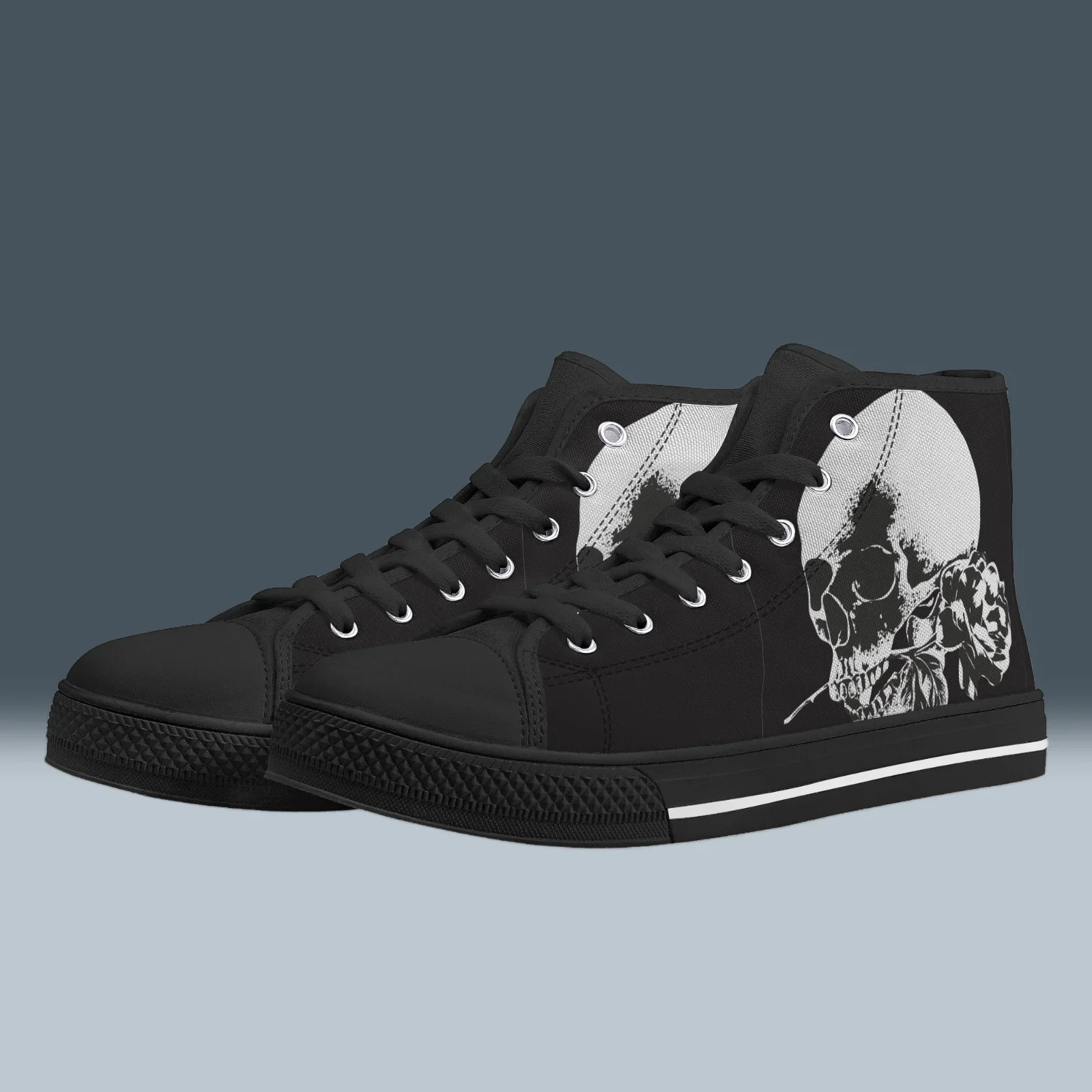 "Skull Rose" classic high-top canvas shoes vulcanized shoes men's high-necked casual shoes Men's sneakers Girl's sneakers view 2