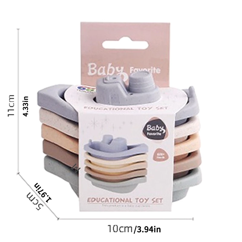 5 Stuks Baby Stapelen Beker Speelgoed Vouwen Boot Vorm Toren Baddouche Zwembad Spelen Water Kit Educatief Speelgoed Voor Baby Cadeau