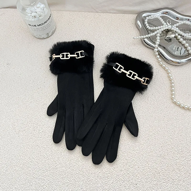 New Womens Snowflake Knitted Thickened Wool Thermal Gloves Touchscreen Split Finger for Outdoor Cycling Student Winter Warm