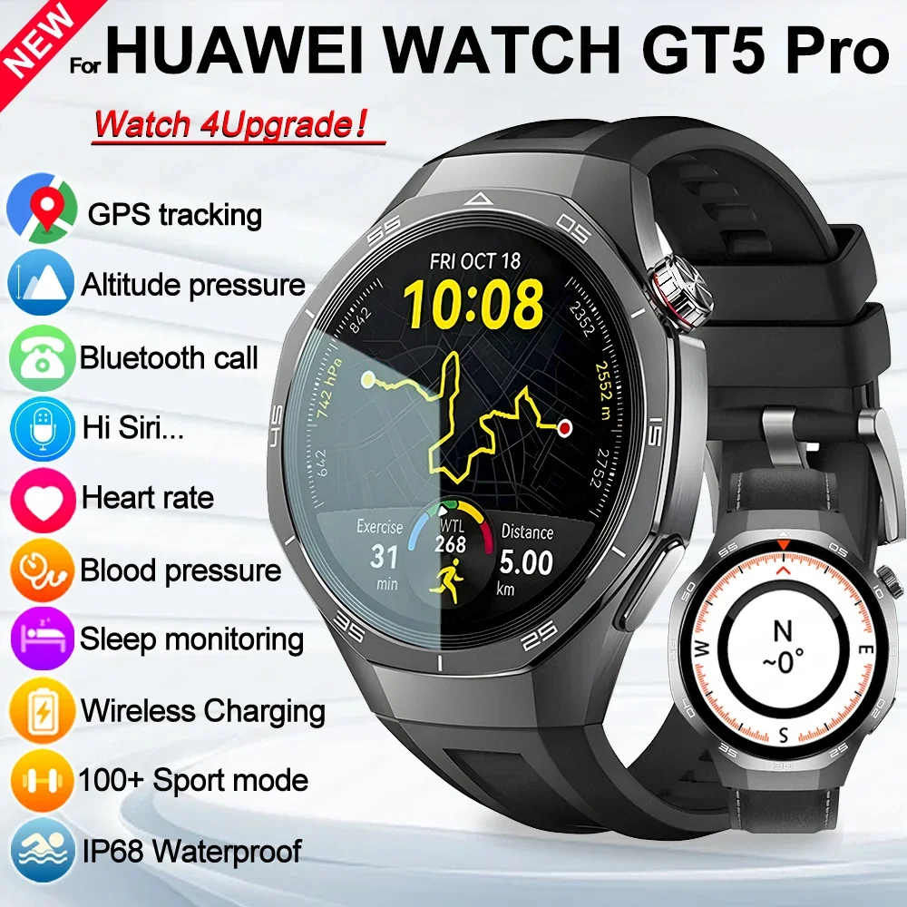 New Original For HUAWEI GT5 PRO GPS Smart Watch High-end Men AMOLED HDScreen BT Call Sport Bracelet IP68 Waterproof  smart watch