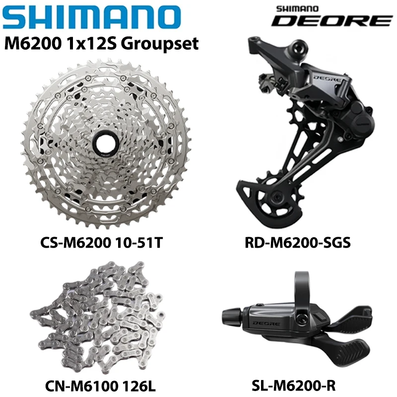 SHIMANO NEUE DEORE M6200 1x12s Gruppensatz SL-M6200-R RD-M6200-SGS Schaltwerk CS-M6200 10-51T CN-M6100 für Mountainbike-Teile – Detail 1