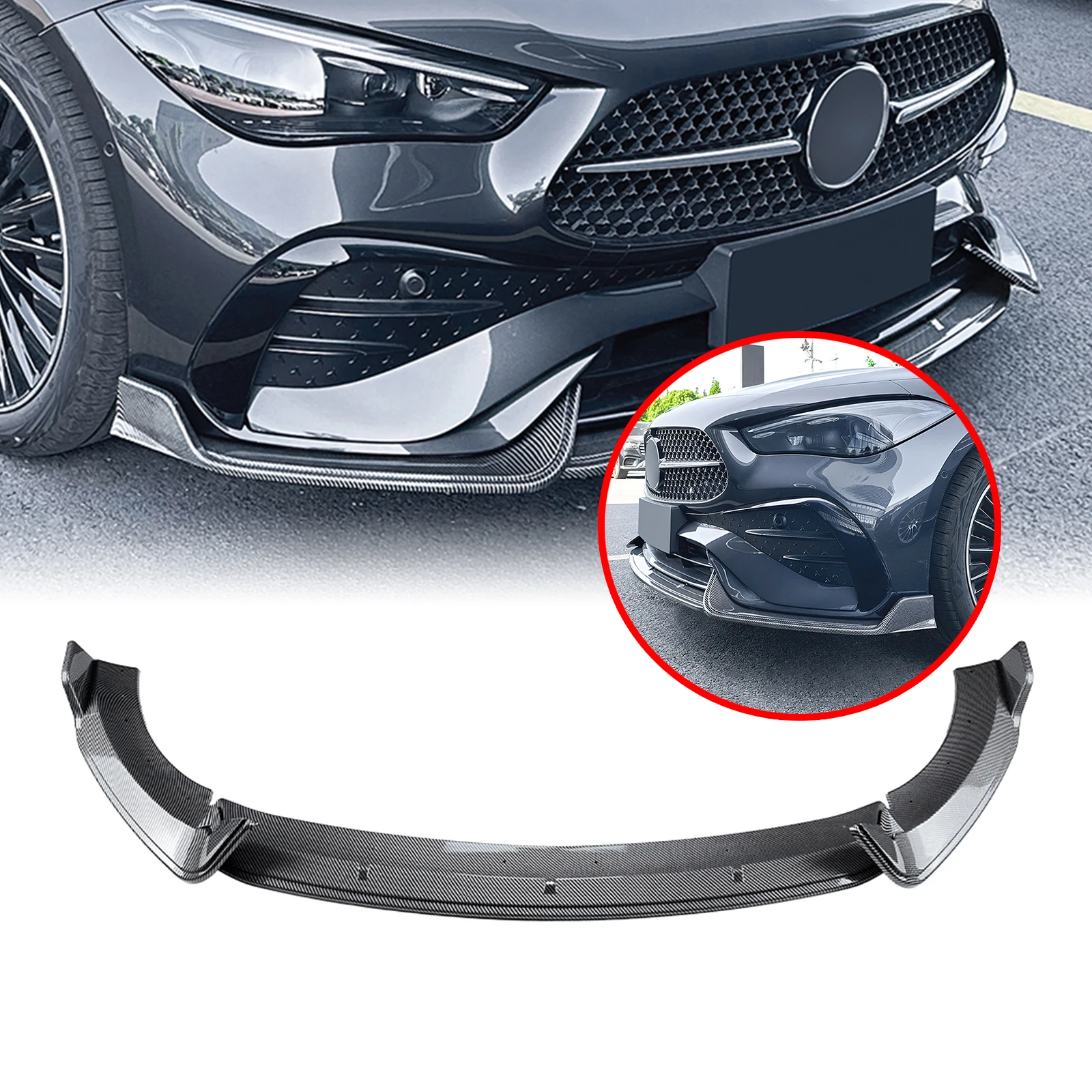 Front Bumper Spoiler Lip Lower Splitter Protector Kit For Mercedes Benz CLE Class Coupe C236 CLE260 CLE300 CLE450 2024-25 2-Door