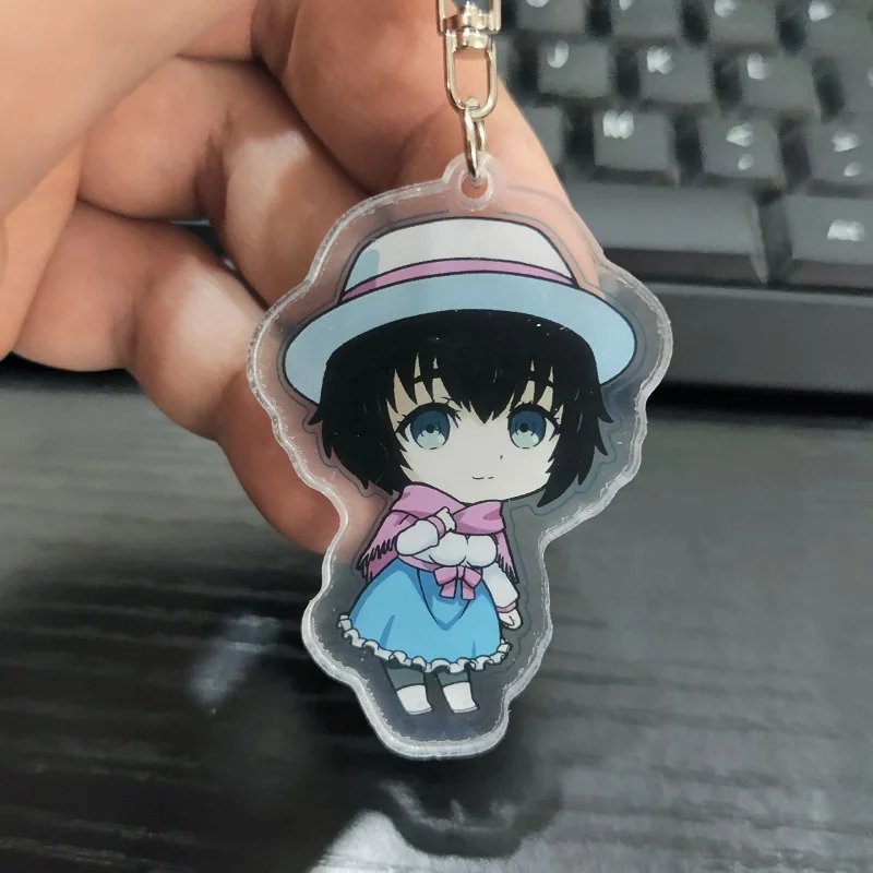 Japan Anime Steins;Gate Figures Okabe Rintarou Makise Kurisu Cosplay Q Version Acrylic Keychains Kawaii Bag Pendant Decor Gift