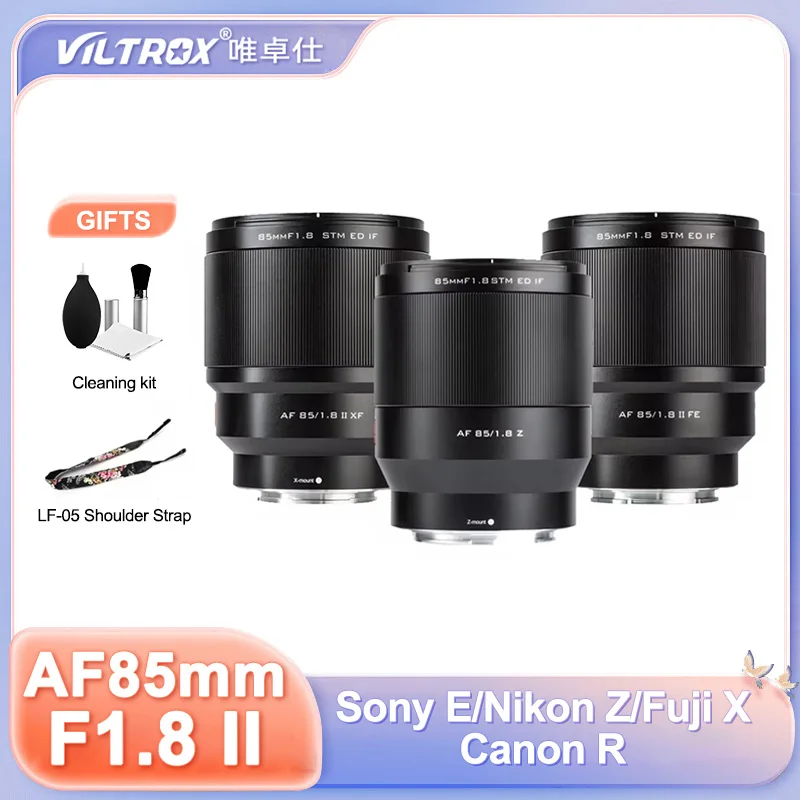 

VILTROX 85mm F1.8 II Full Frame for Fuji X Nikon Z Sony FE Mount Camera Lens Auto Focus Portrait Large Aperture A7MIV A7R5 Z8 z6