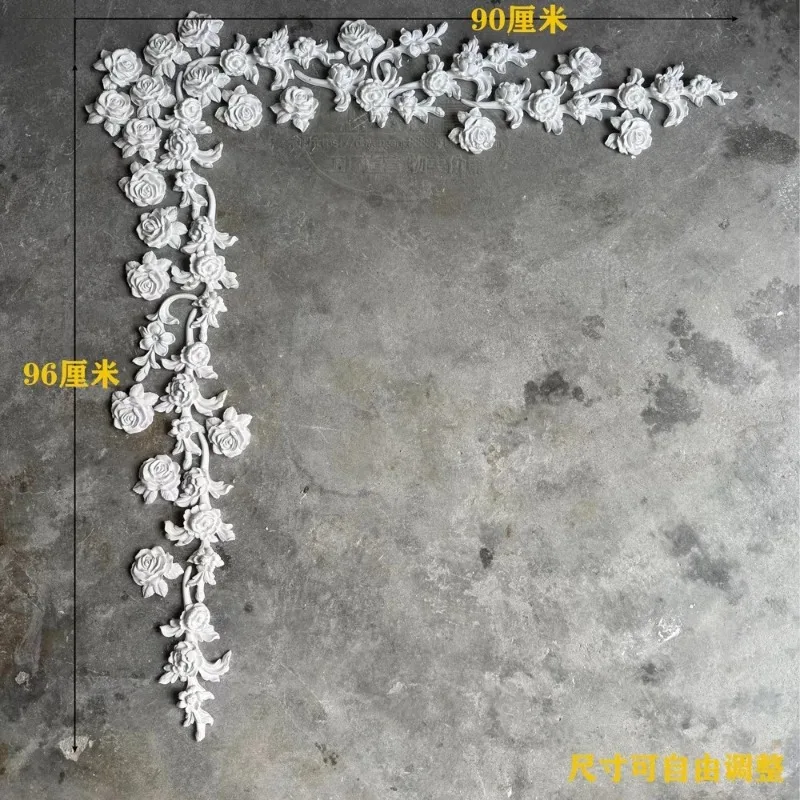 French parquet plaster background wall bird butterfly flower relief GRG guest dining room bedroom background wall decoration