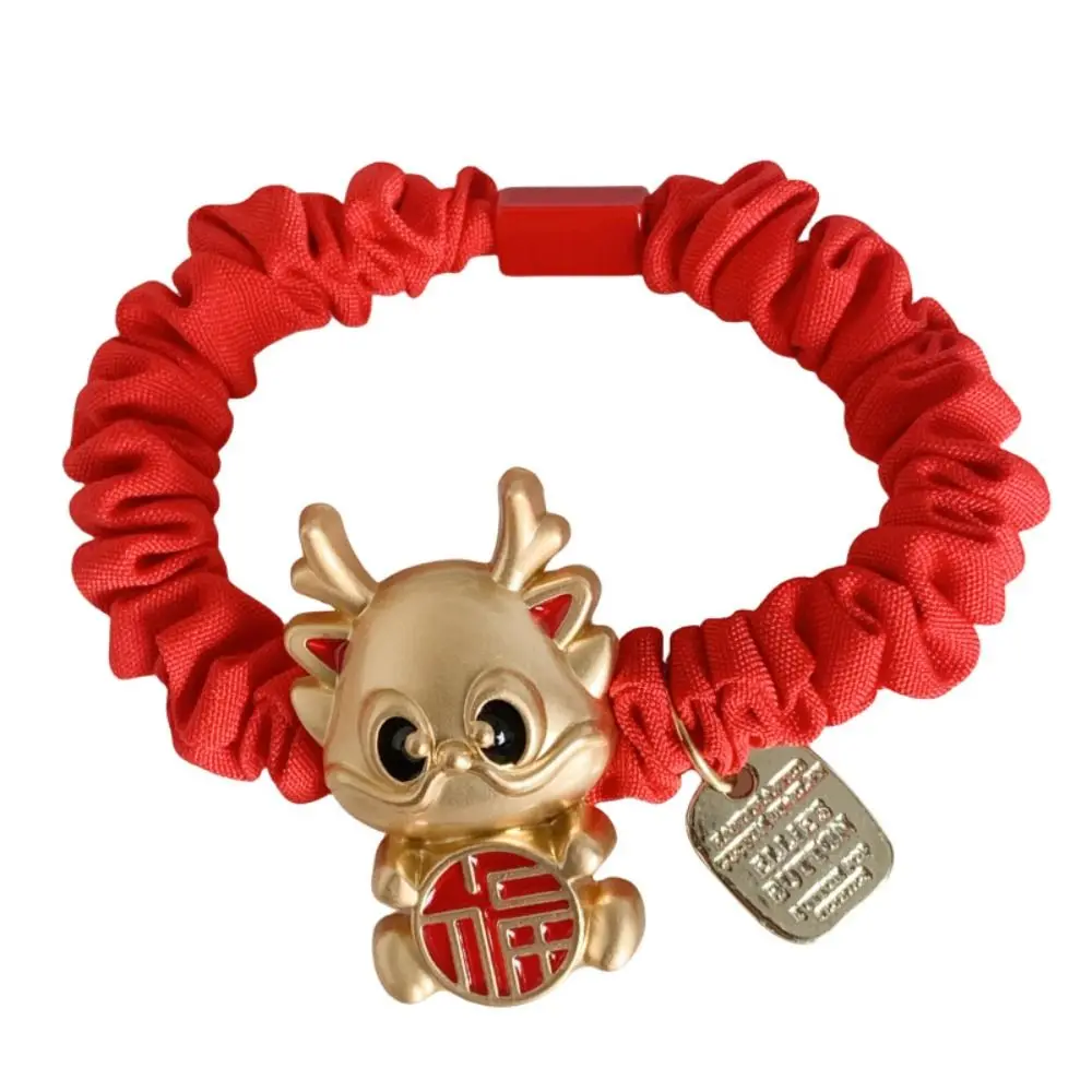 New Year Mascot Red Hair Rope Child Headwear New Year Headwear Chinese New Year Hair Scrunchie Ponytail Holder Mascot Dragon