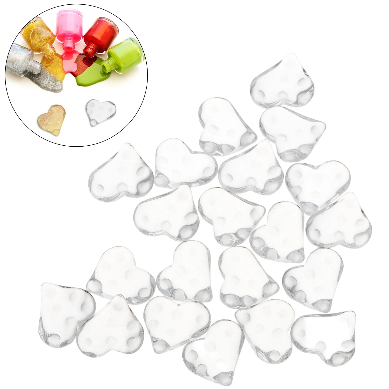 

20Pcs Glass Nail Polish Color Display Cards Heart Shape Manicure Practice Sample Color Boards Nail Art Supplies