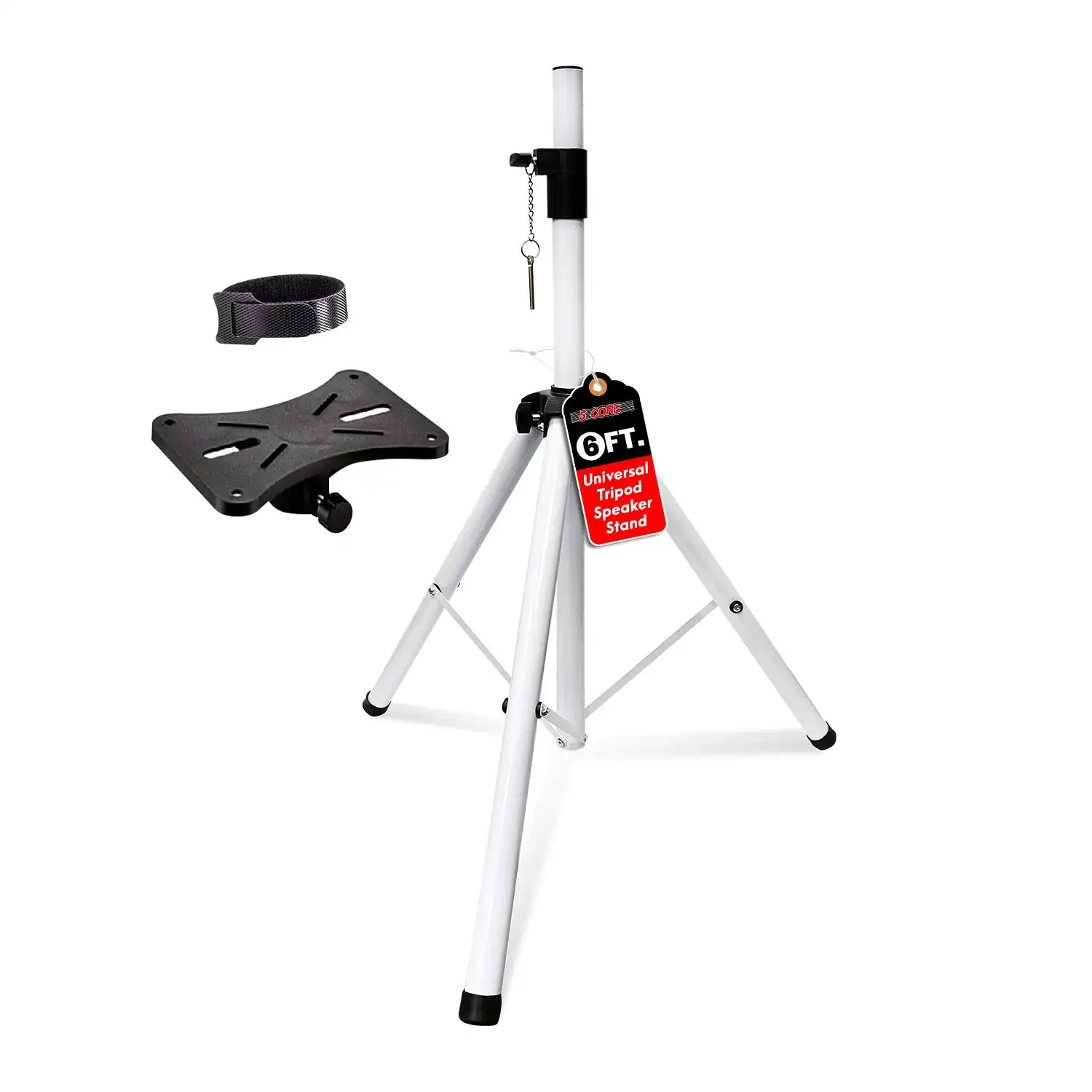 5 Core Speaker Stand Tripod Tall Adjustable 72 Inch DJ Studio Monitor Stands Pole Mount SS ECO 1PK WH WoB