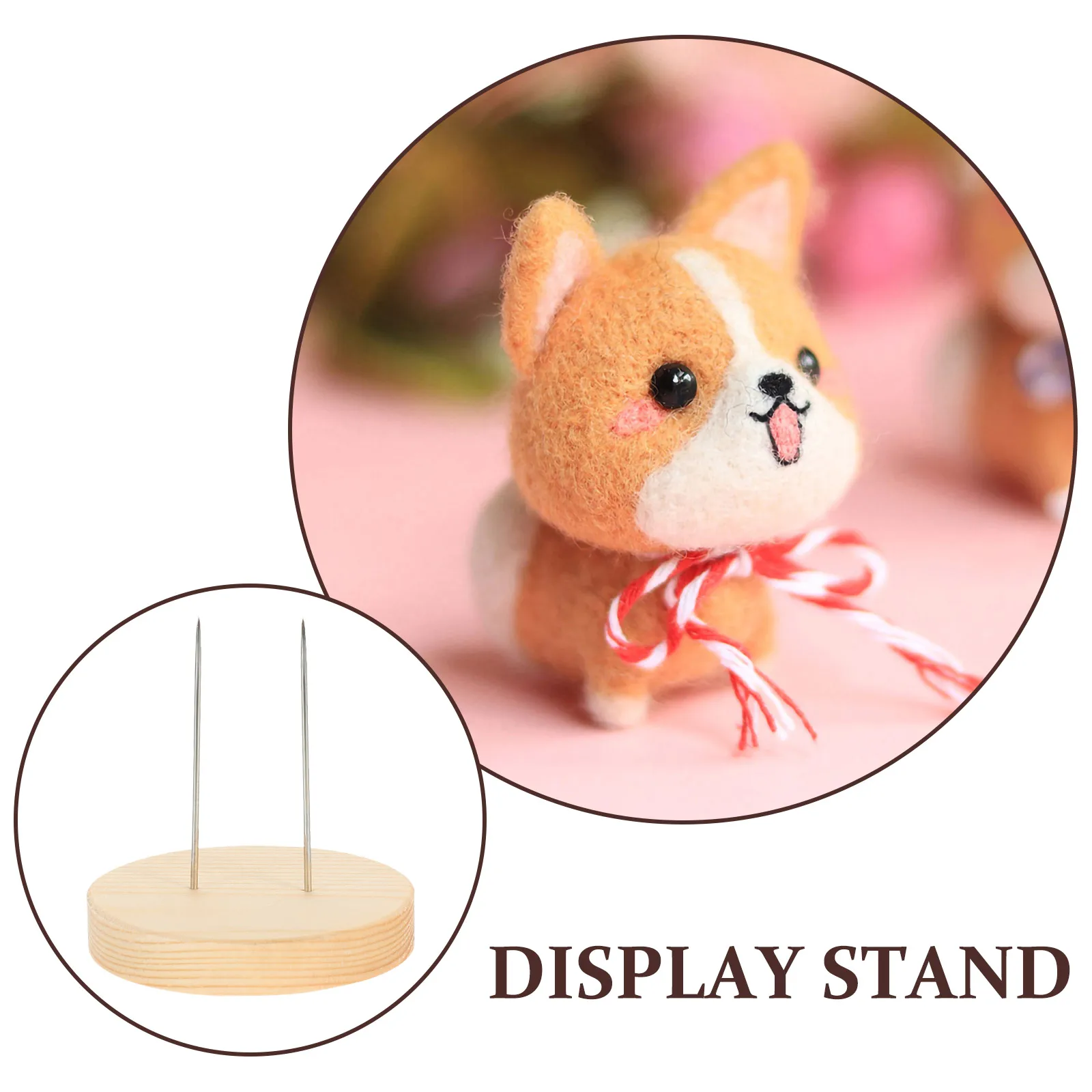

5pcs Wooden Base Display Stand for Felt Animal Holder Craft Needle Felting Support Model Tabletop Showcase Decor