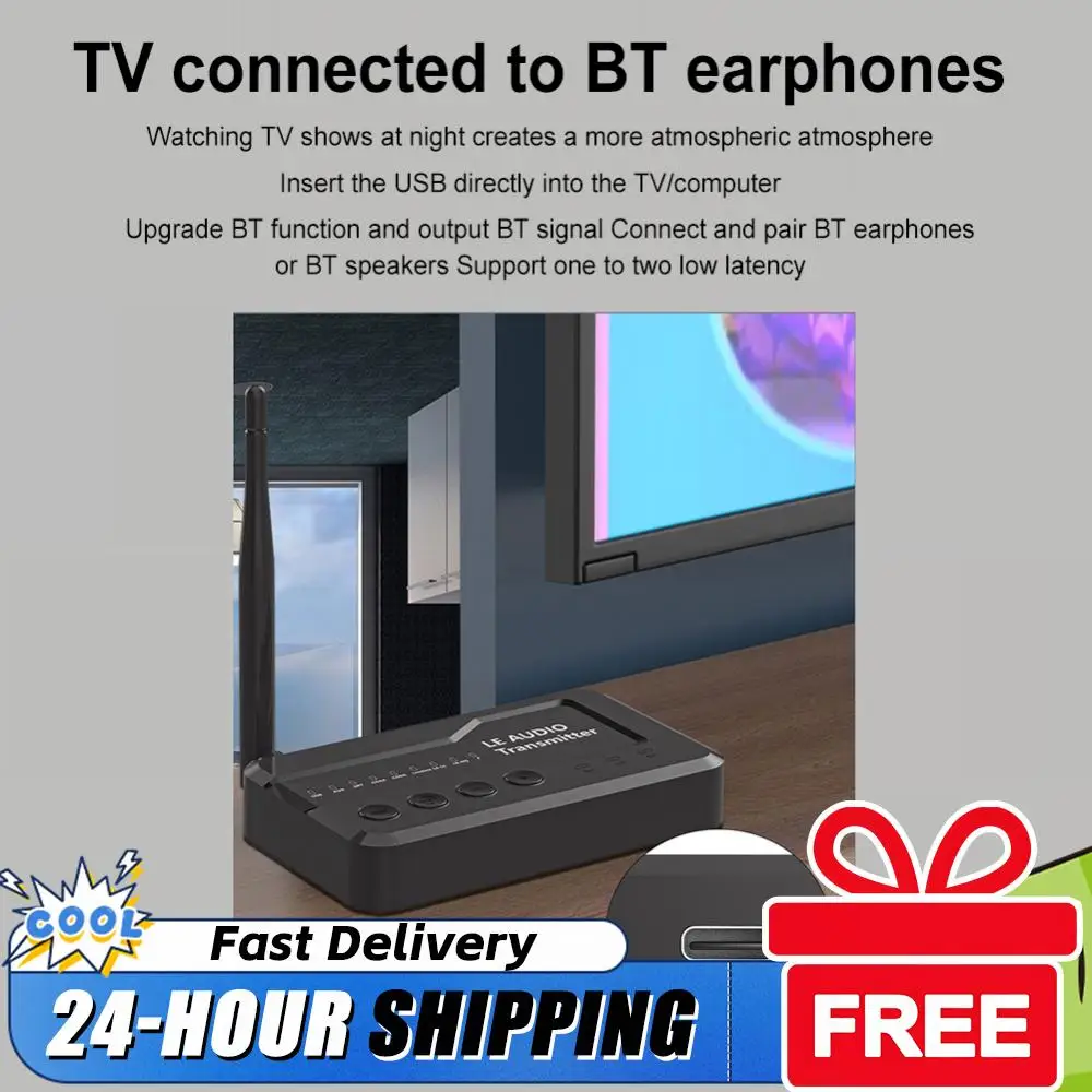 

LE Audio Transmitter Bluetooth-совместимый беспроводной аудиоадаптер 5.3 для передачи музыки, беспроводной LE Audio адаптер для телевизора и колонок