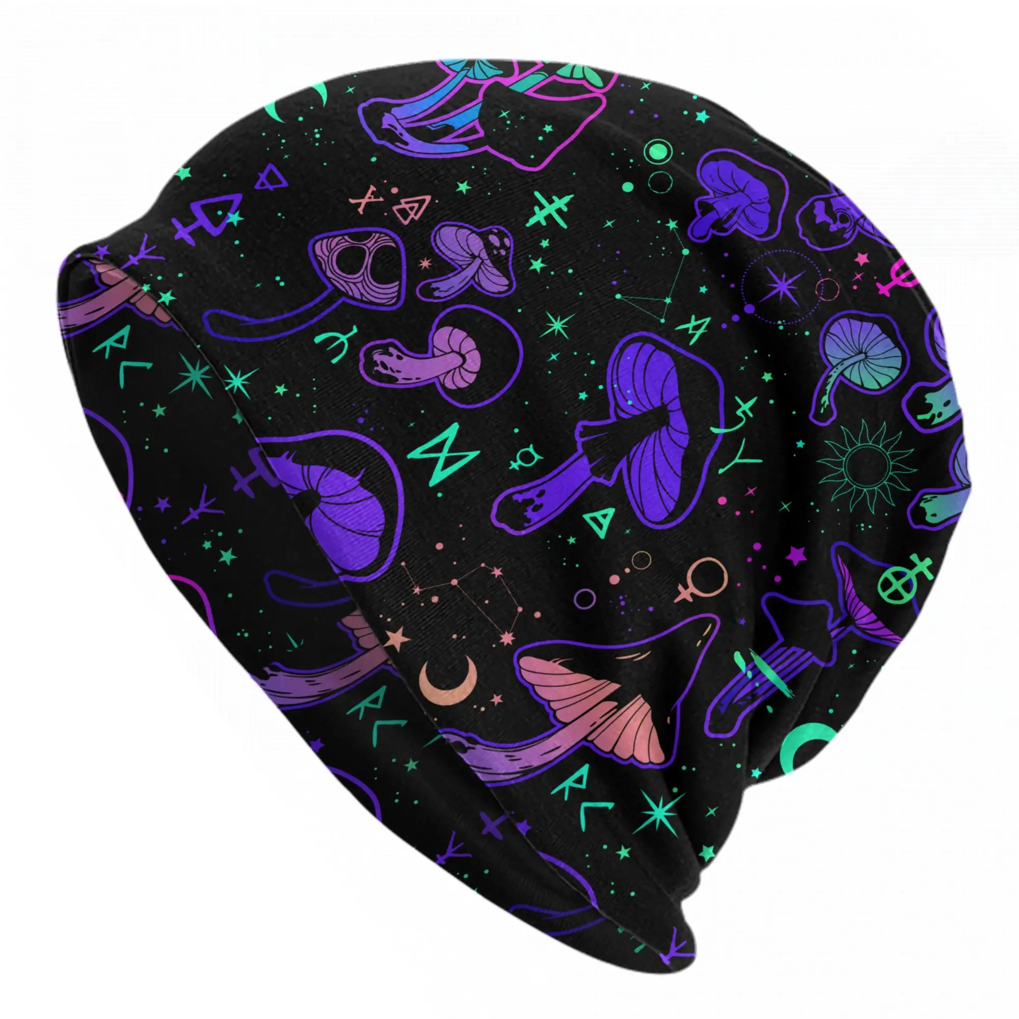Magic Mushrooms Bonnet Hat Autumn Winter Outdoor Occult Skullies Beanies Hat Unisex Warm Head Wrap Caps