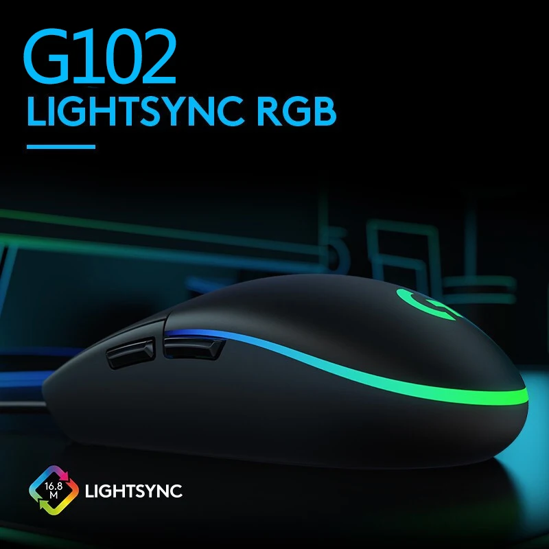 Logitech G102 Second-generation Ergonomic Gaming Mouse 6-button 8000 DPI Wired Gaming Mouse RGB Backlit Gaming, Suitable for PC 4