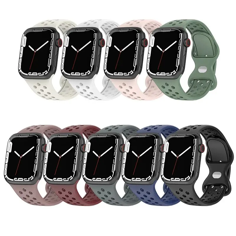 Smart Sports Watch Band Quick-Release Hole-shape Silicone Strap For Apple Watch Series 8/7/6/5/SE Watch Accessories Bracelet New