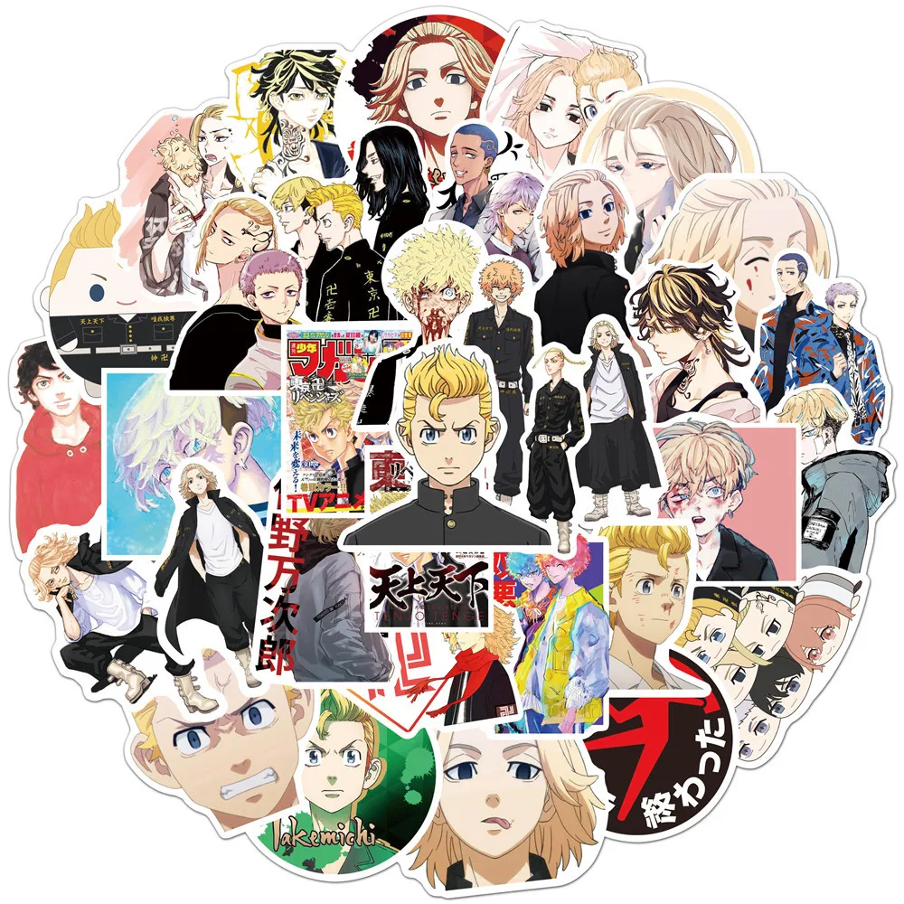 10/30/50pcs Tokyo Revengers Anime Stickers Cool Graffiti Manga Decals Water Bottle Phone Case Luggage Cartoon Sticker Decoration