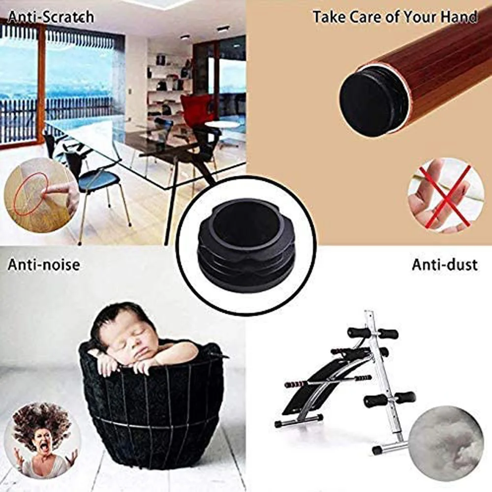 Round 10Pcs Blanking End Cap Home Chair Pipe Floor Protector Furniture Leg Plug Tube Insert Plug Hole Cover
