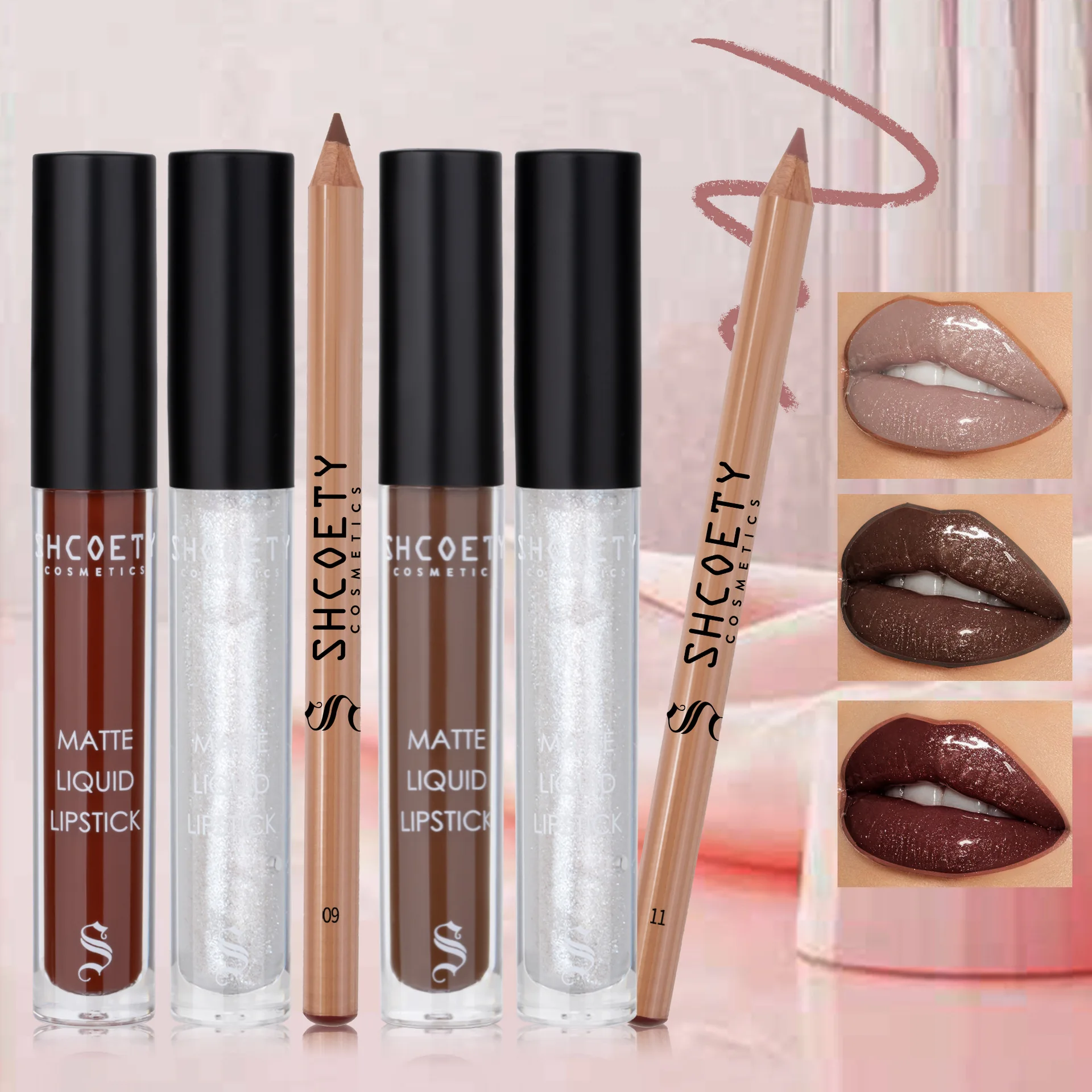 Matowa Aksamitna Szminka Błyszczący Tint do Ust Zestaw Konturów do Ust Brokatowy Perłowy Błyszczyk Wodoodporny Nieklejący Się Diamentowy Lustrzany Tint do Ust